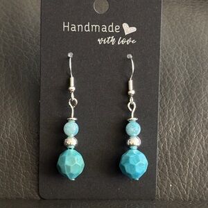 Handmade Larimar and faux Turquoise Earrings